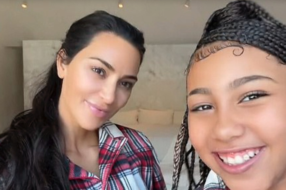 Kim Kardashian and North West (r) celebrated Christmas with matching jammies and TikTok magic.