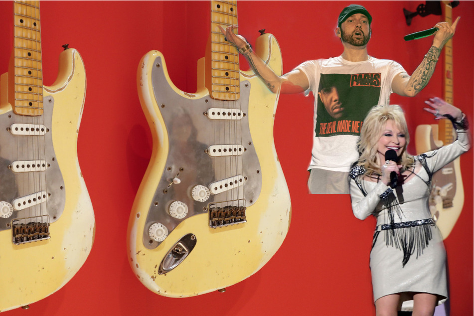 Dolly Parton (r.) and Eminem lead the pack among those in the running to become immortalized in the Rock & Roll Hall of Fame this year.