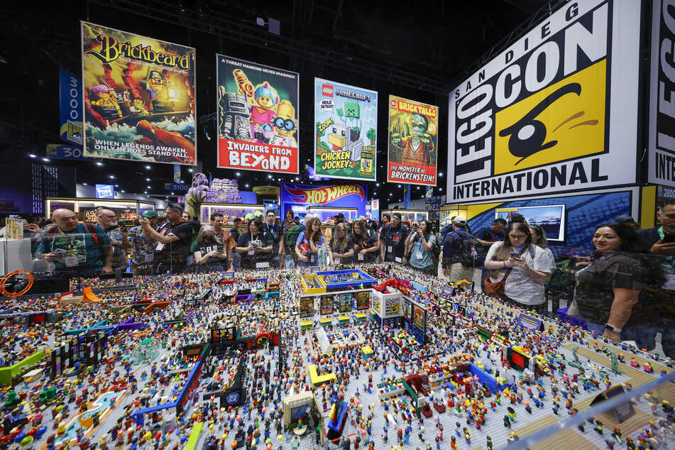 A LEGO miniature replica of the show floor is displayed during the 2025 Comic-Con International: San Diego preview night at San Diego Convention Center on July 23, 2025.