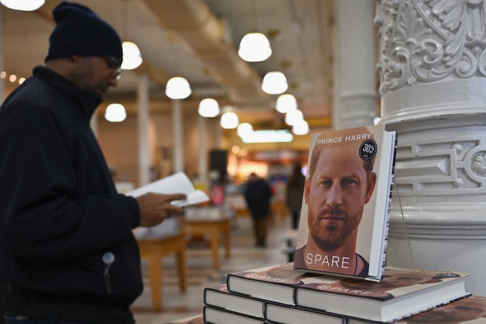 Copies of Spare are displayed at a Barnes & Noble bookstore in New York City.