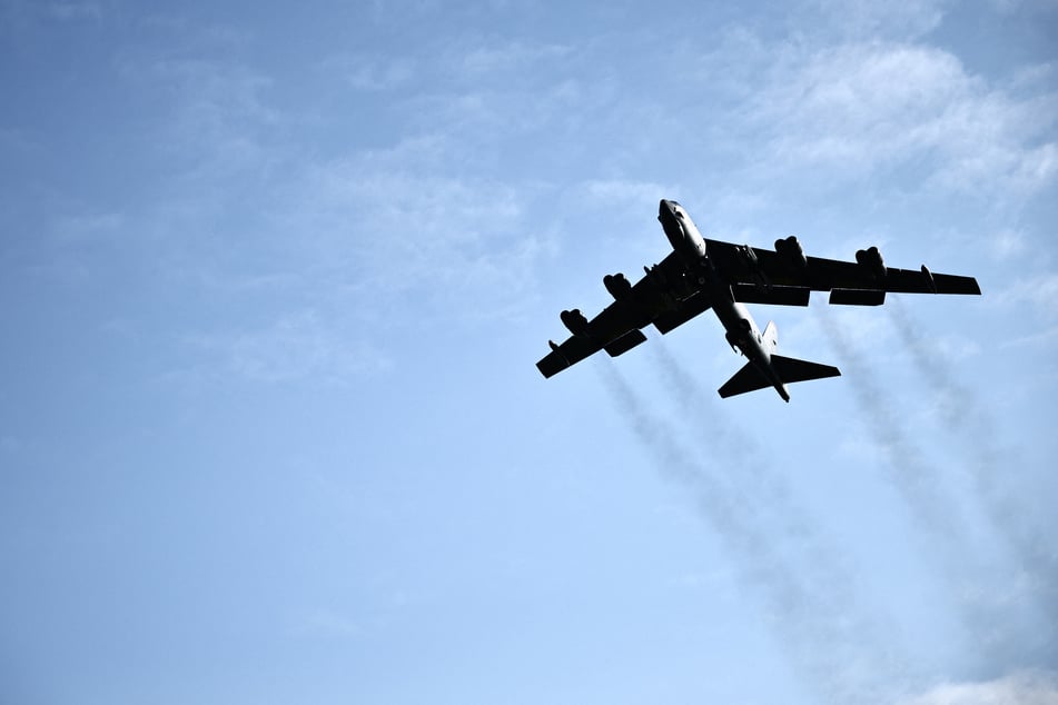 A US Air Force B-52 Stratofortress bomber takes off from RAF Fairford in south-west England on March 15, 2026.