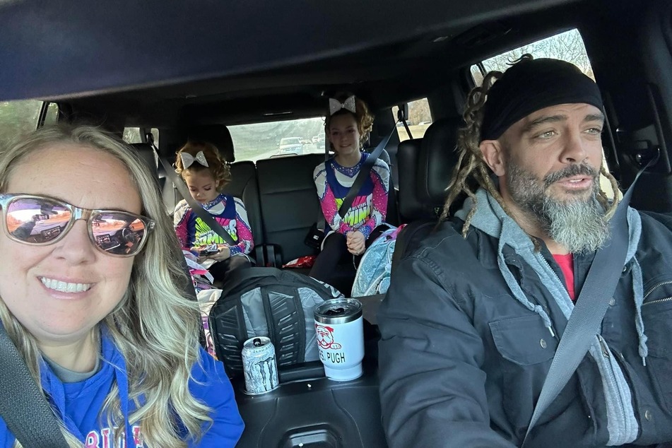 Ashley Pugh (l) pleaded on Facebook for prayers for her daughter Gracie, who sustained life-threatening injuries following the tragic car crash that killed her father, Jay Briscoe (r).