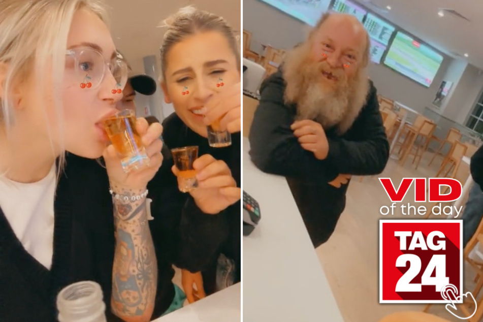 Today's Viral Video of the Day features three girls who had an unexpected guest join them at the bar!