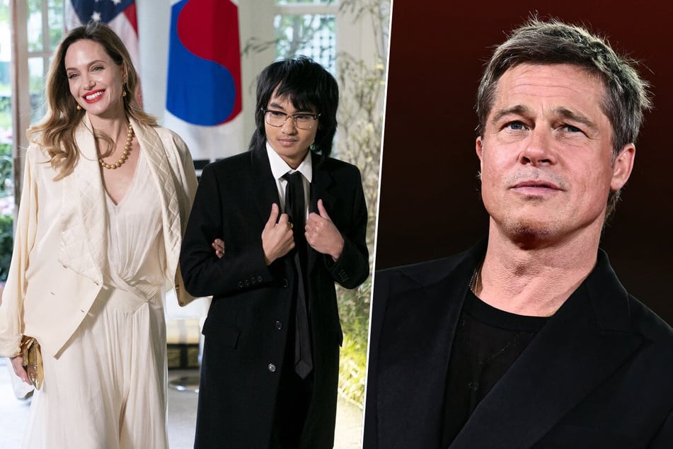 Angelina Jolie's son Maddox (c.) is taking steps to drop his father Brad Pitt's last name.