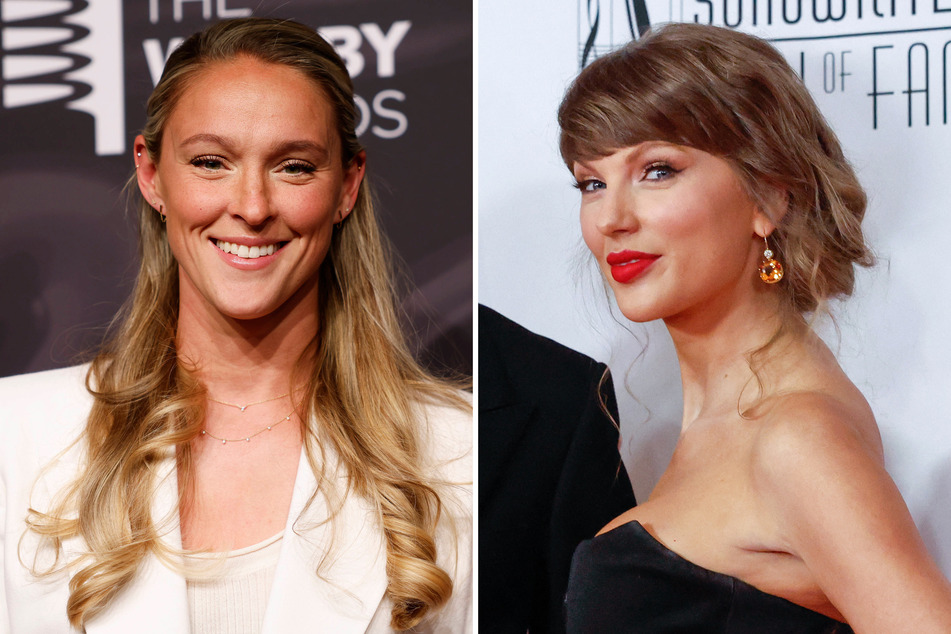 Kylie Kelce (l) described her new sister-in-law Taylor Swift's wedding at Madison Square Garden as "incredible."