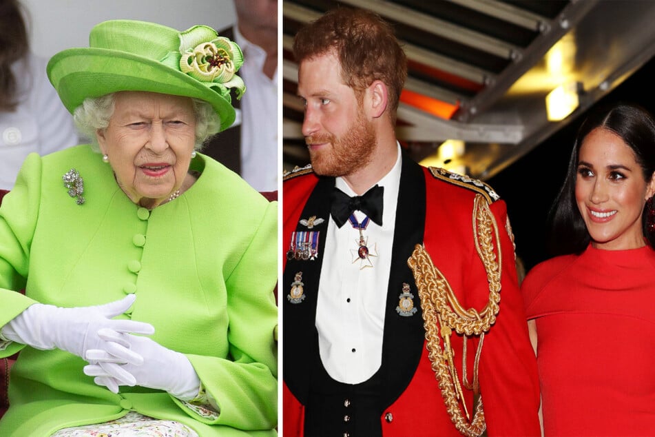 Queen Elizabeth II (l.) has not spent the holidays with her grandson Prince Harry (c.) and his wife Meghan Markle (r.) since 2018.
