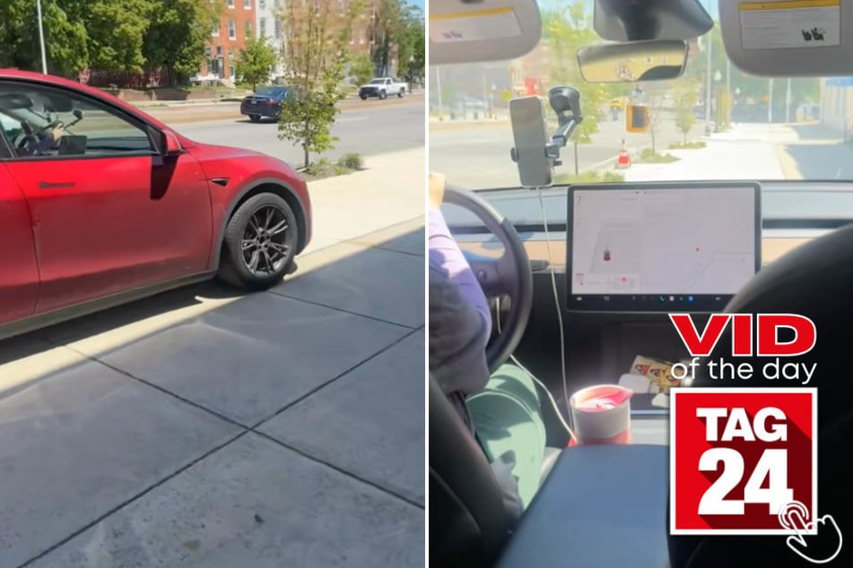 This woman found her Uber parked on the sidewalk – and got in anyway!