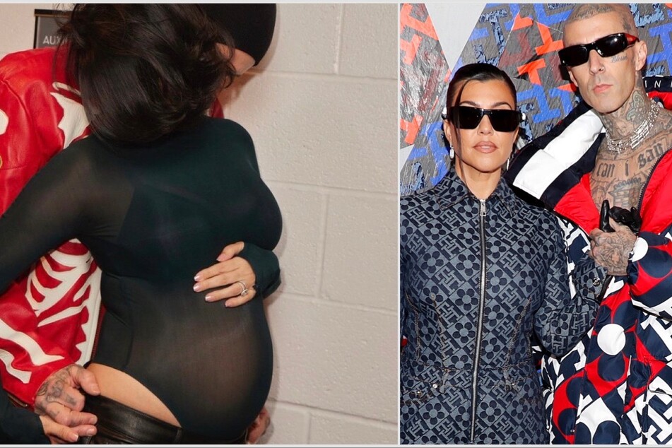 Kourtney Kardashian and Travis Barker appeared to be in good health and still pregnant after an "urgent family matter."