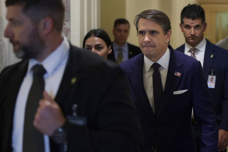 Acting Attorney General Todd Blanche leaves after holding a meeting with GOP Senate Majority Leader John Thune at the US Capitol.
