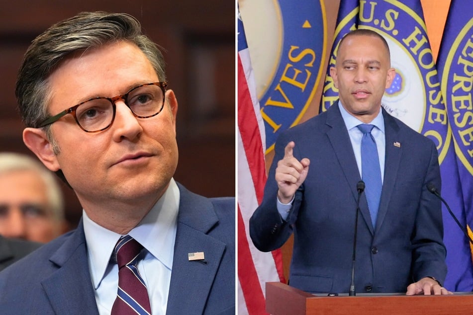 House Minority Leader Hakeem Jeffries (r.) has challenged House Speaker Mike Johnson to a debate regarding their differing views on the US budget.