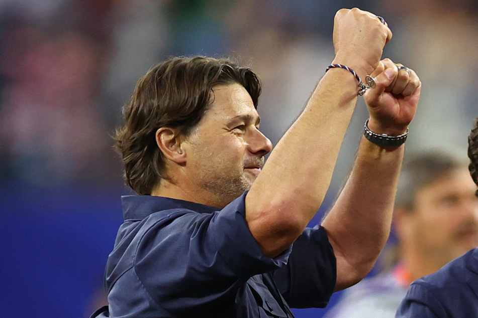USMNT coach Mauricio Pochettino celebrates after winning the match against Paraguay on June 12, 2026.