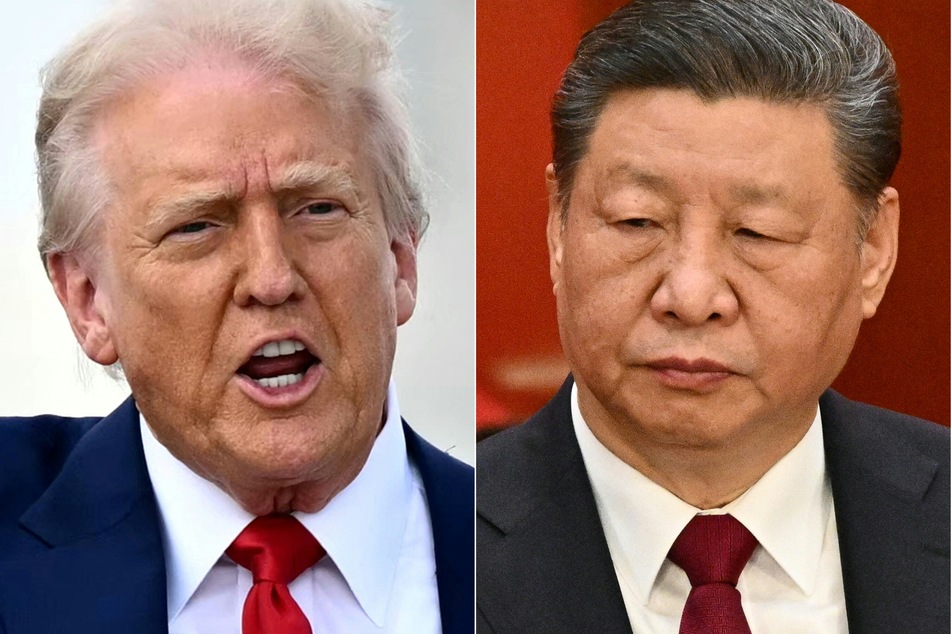 China has denied claims by Donald Trump (l.) implying that its President Xi Jinping had called to initiate trade talks.