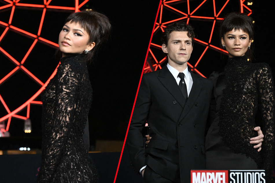Zendaya went full goth-glam as she and Tom Holland (c) promoted Spider-Man: Brand New Day in Mexico.