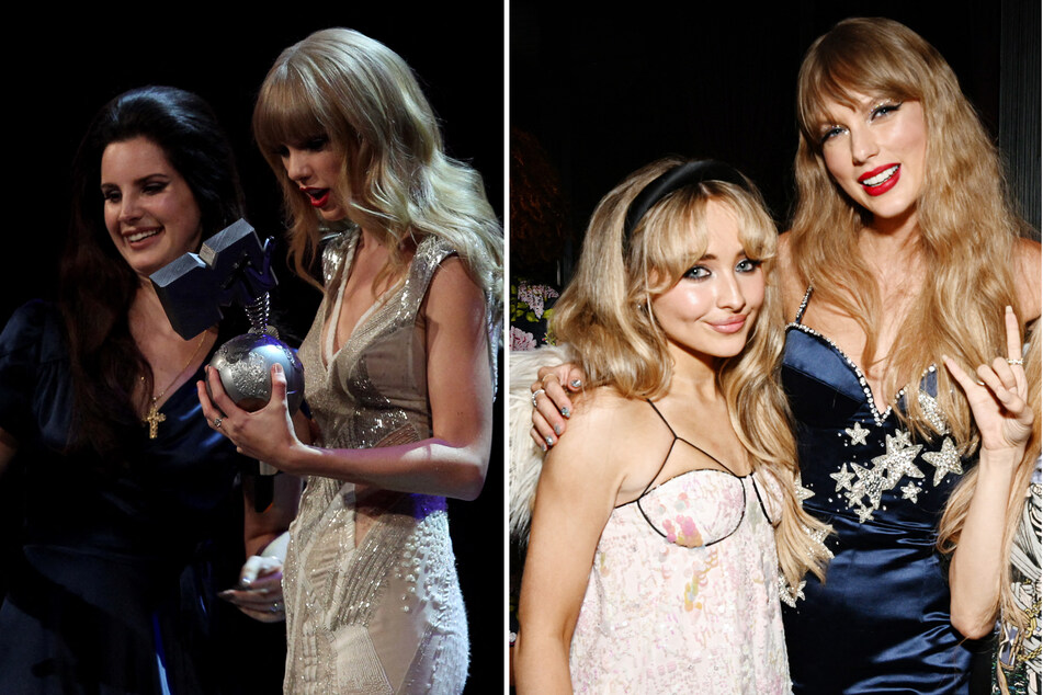 Fans are speculating that Lana Del Rey (l.) will be a special guest at The Eras Tour in Mexico City, while others are positing Taylor Swift (r.) may pay homage to opener Sabrina Carpenter with her favorite songs.