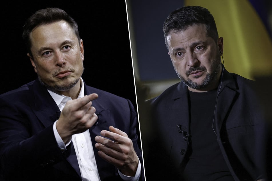 Elon Musk (l.) has called for the removal of Volodymyr Zelensky (r.) as president of Ukraine.