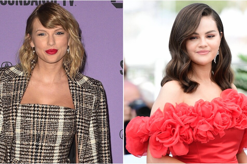 Selena Gomez (r.) joined Taylor Swift (l.) at Travis Kelce's game against the Houston Texans on Sunday.