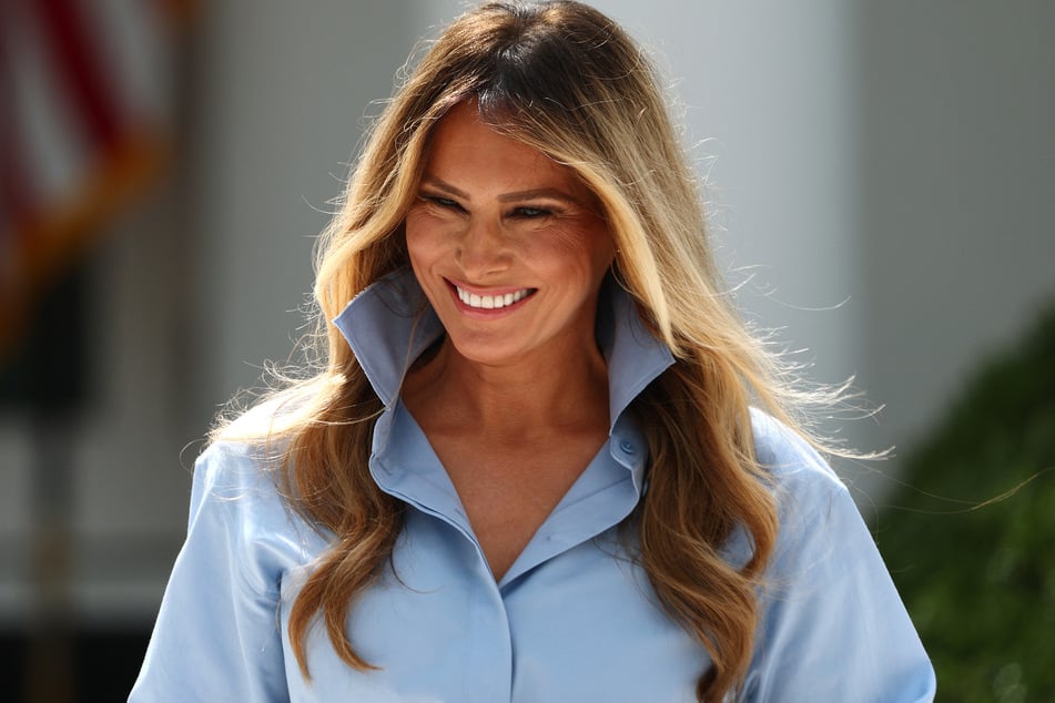 First lady Melania Trump attends an event announcing the expansion of a foster care initiative in the Rose Garden of the White House on Thursday in Washington, DC.