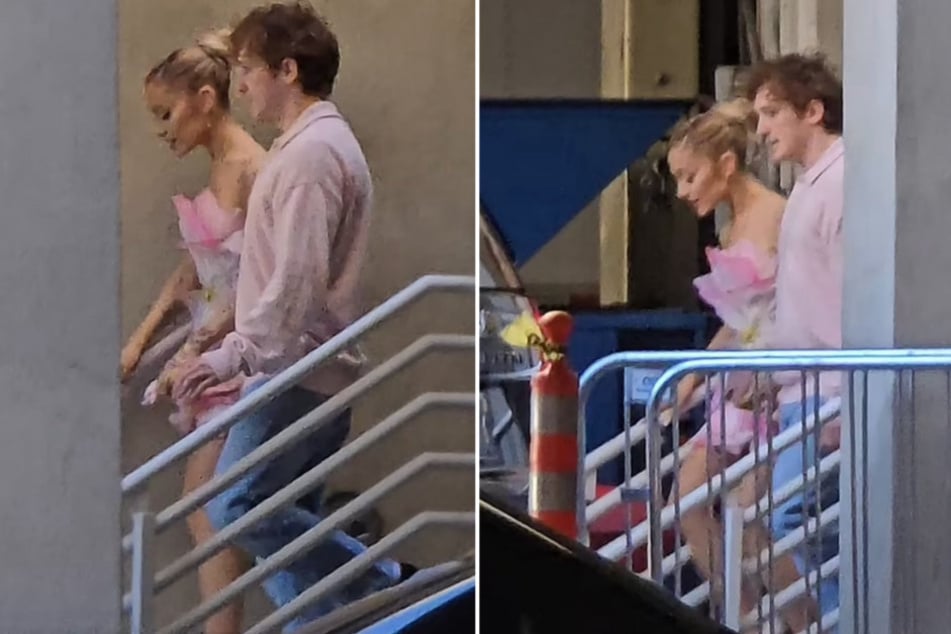 Ariana Grande (l.) was spotted with rumored boyfriend Ethan Slater (r.) after her appearance at CinemaCon.