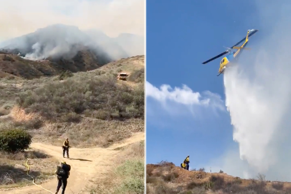 Brush fire in Simi Valley grows to 25 acres as authorities battle to halt progress