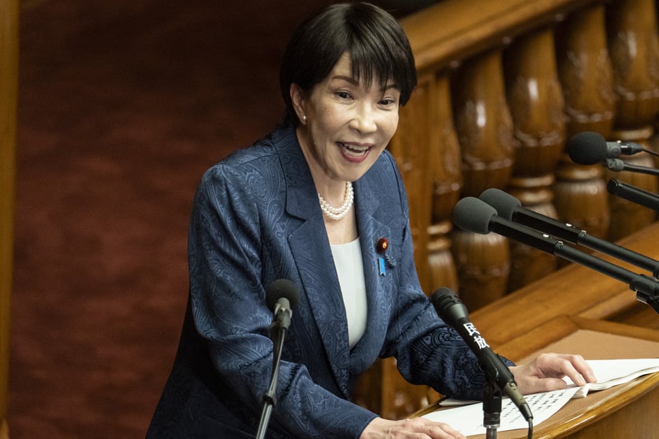 Japan's Prime Minister Sanae Takaichi delivers a speech during a plenary session of the House of Representatives at the National Diet in Tokyo on October 5. Takaichi recently announced "high-level, working-level consultations" with the US.