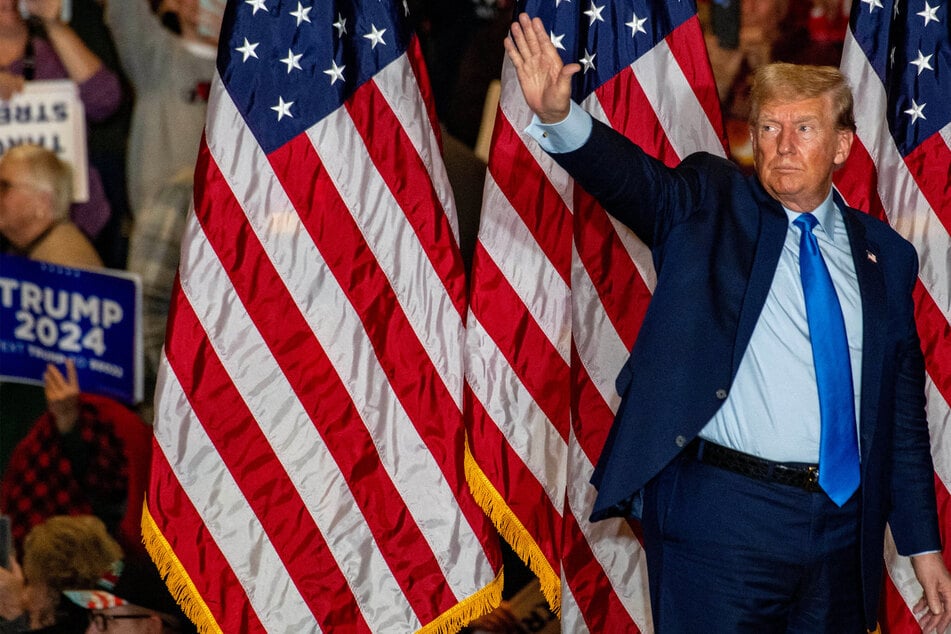 Former president and 2024 presidential candidate Donald Trump at a campaign rally in Claremont, New Hampshire, on Saturday.