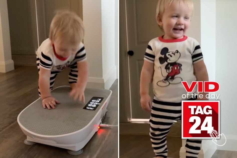 Viral Video of the Day for December 3, 2025: Toddler discovers mom's vibration plate – and can't get enough!