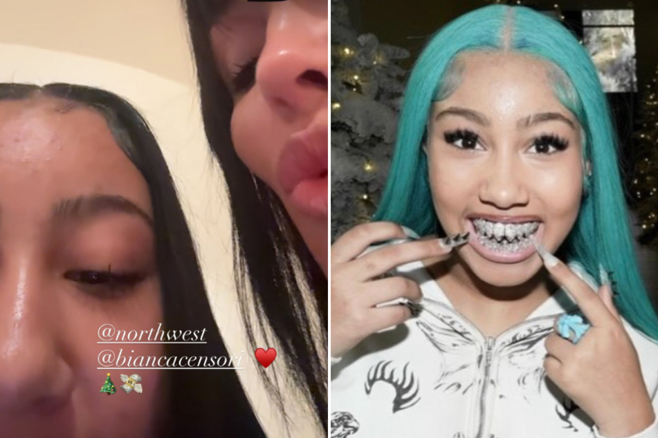 North West (r.) shared a rare holiday moment with step-mom Bianca Censori!