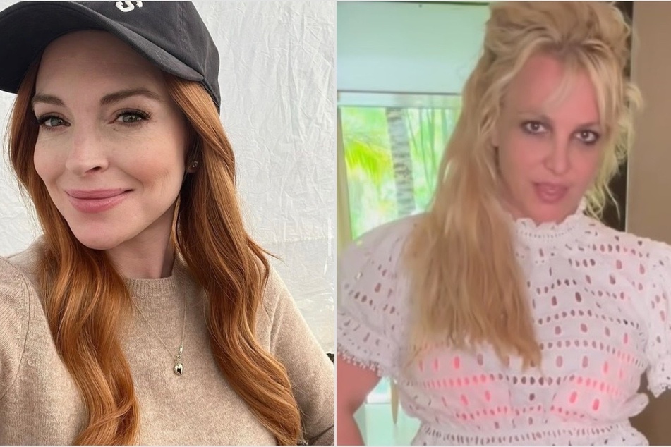 Britney Spears (r.) is reportedly "jealous" of Lindsay Lohan's career revival amid her own struggles.