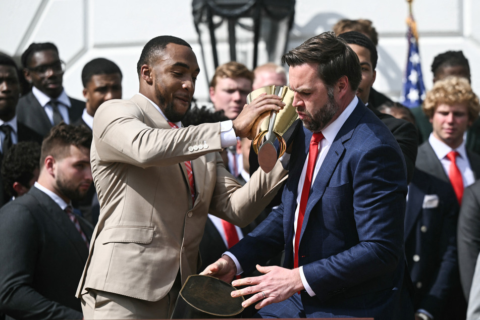 JD Vance fumbles Ohio State's NCAA trophy in hilarious blunder caught on video