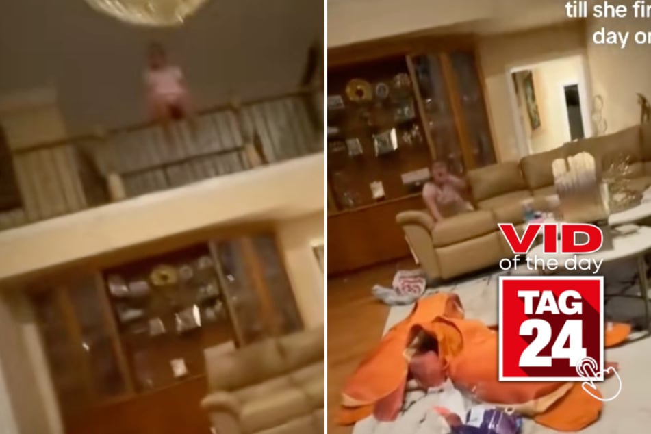 Viral Video of the Day for October 6, 2025: Girl's couch jump from second floor goes hilariously wrong