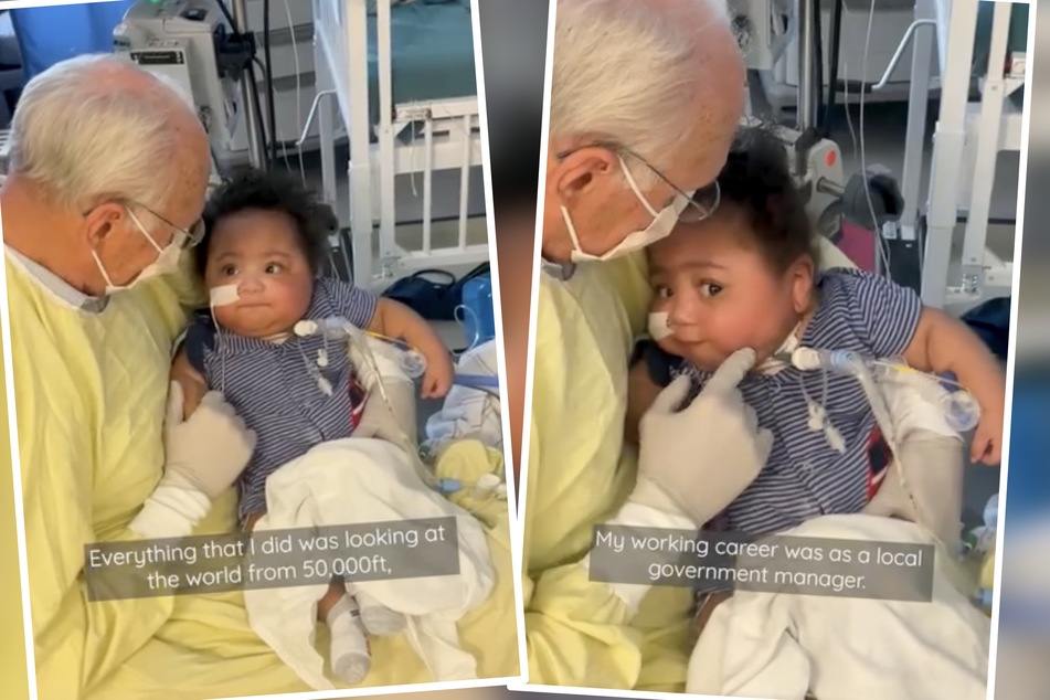 During the cuddling sessions, he comforts the seriously ill newborns.