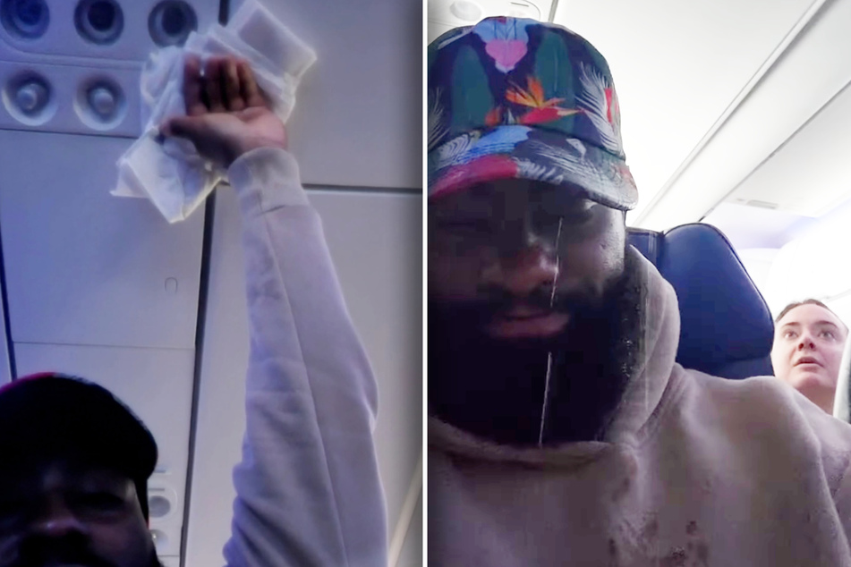 United passenger repeatedly soaked by mystery liquid on flight: "They don't care, I'm just a little guy"