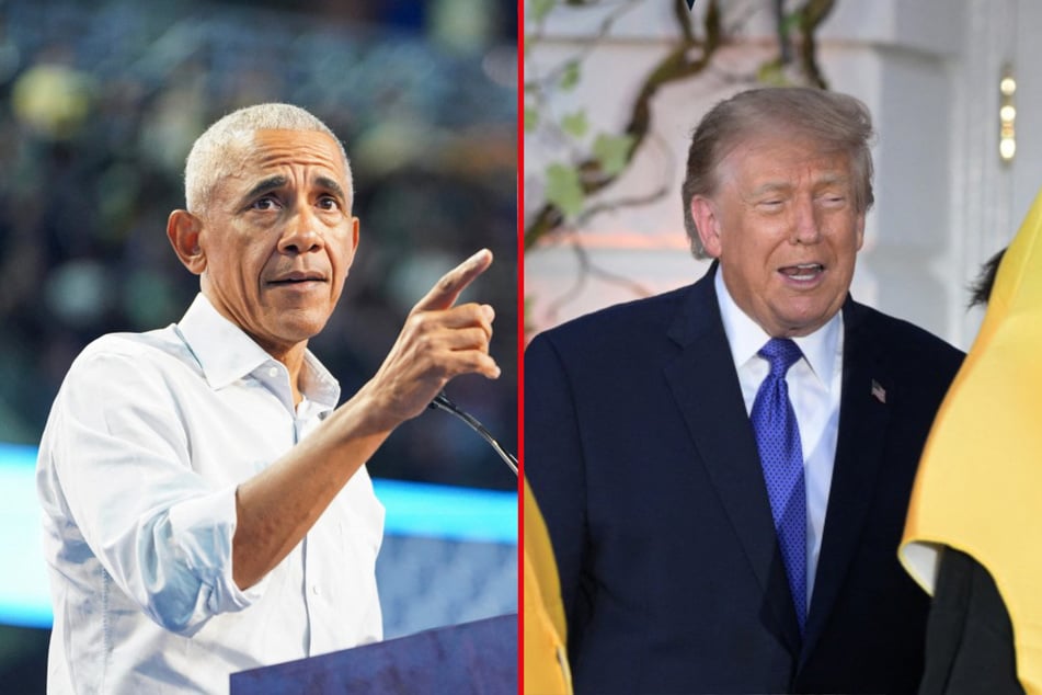 President Donald Trump (r.) reposted a meme of Jesus talking to former President Barack Obama, and people have their thoughts. The two have been butting heads ahead of the 2026 midterm elections.