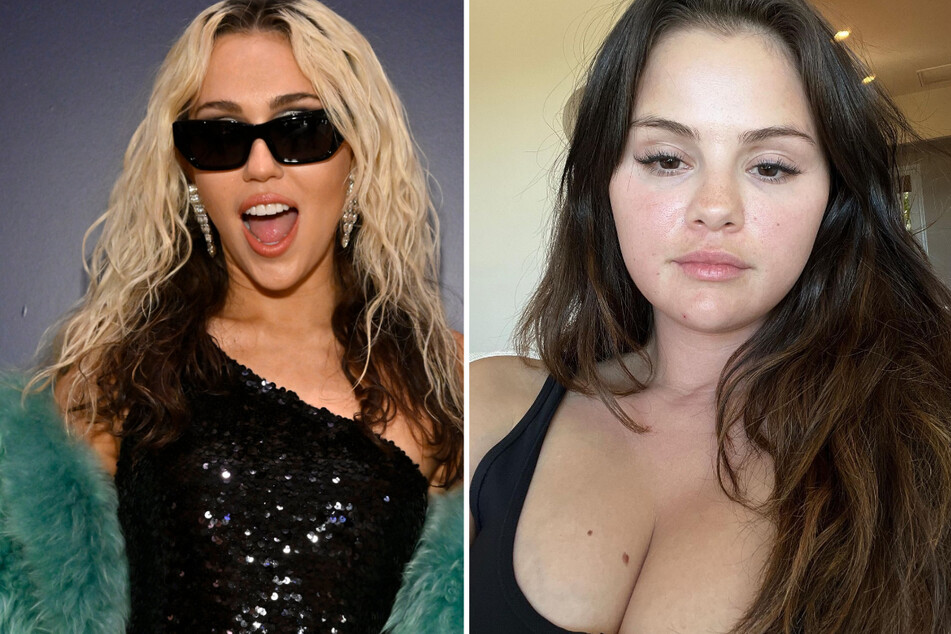 Selena Gomez (r.) gave a shoutout to her former Disney Channel co-star Miley Cyrus on Instagram.