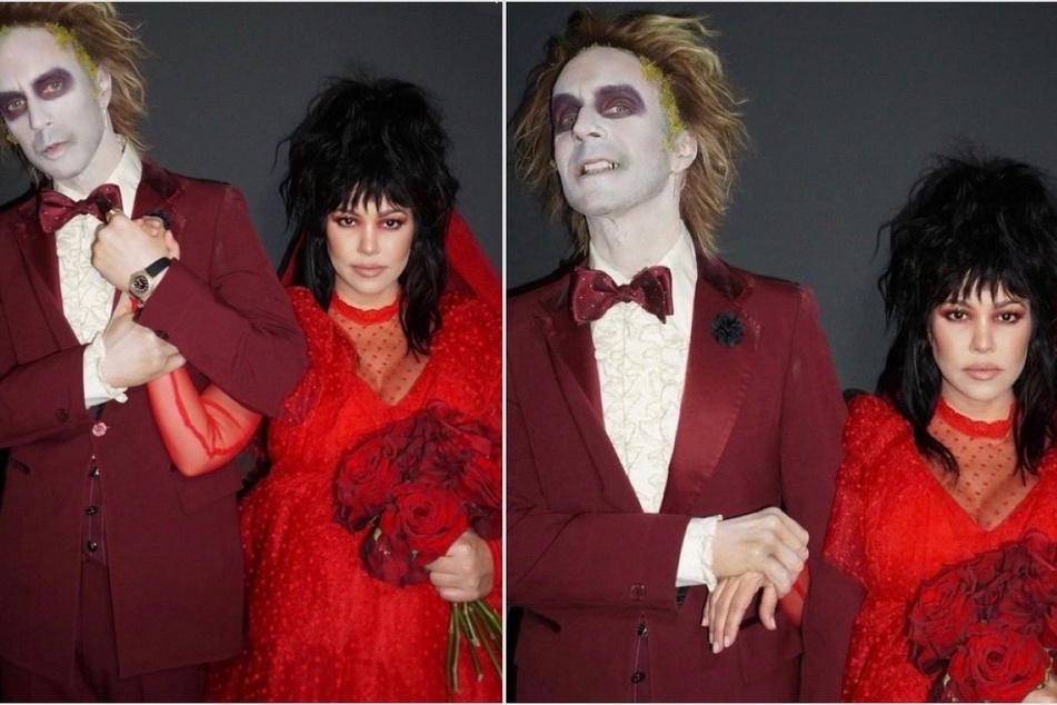Kourtney Kardashian and Travis Barker channel Beetlejuice for Halloween!