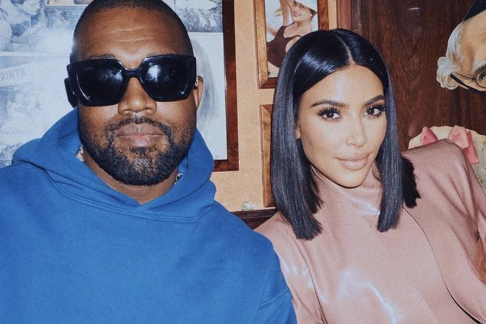 Kanye West's (l) latest album Donda contains a track which seemingly suggest he cheated on Kim Kardashian (r).