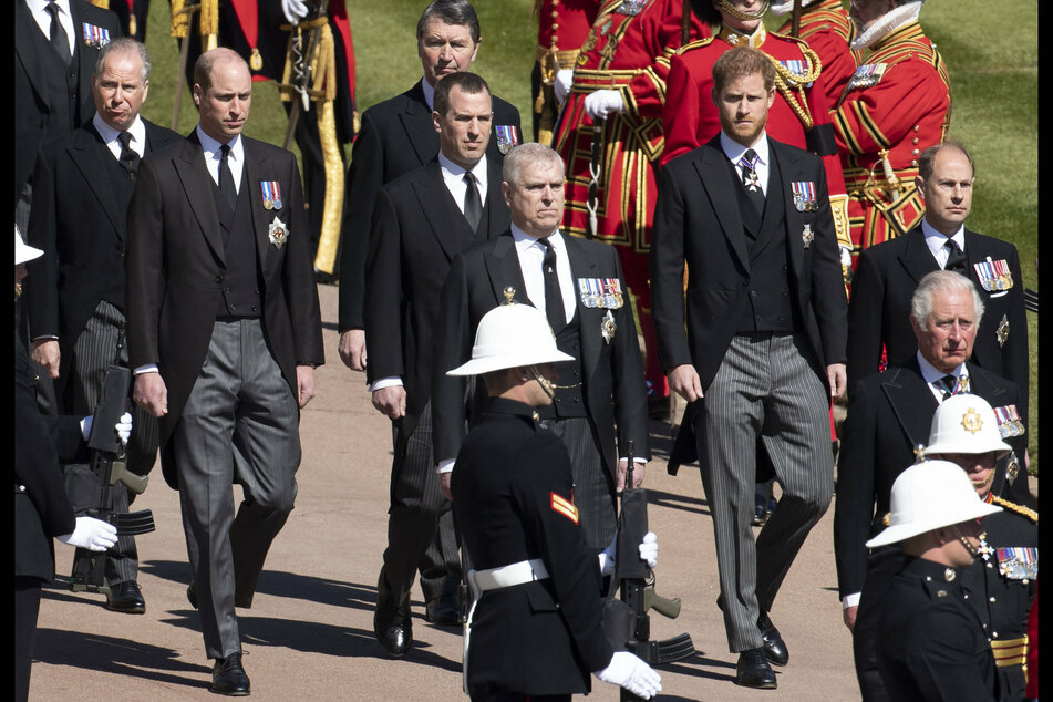 Prince William and Prince Harry stood apart during the procession for Prince Philip's funeral.