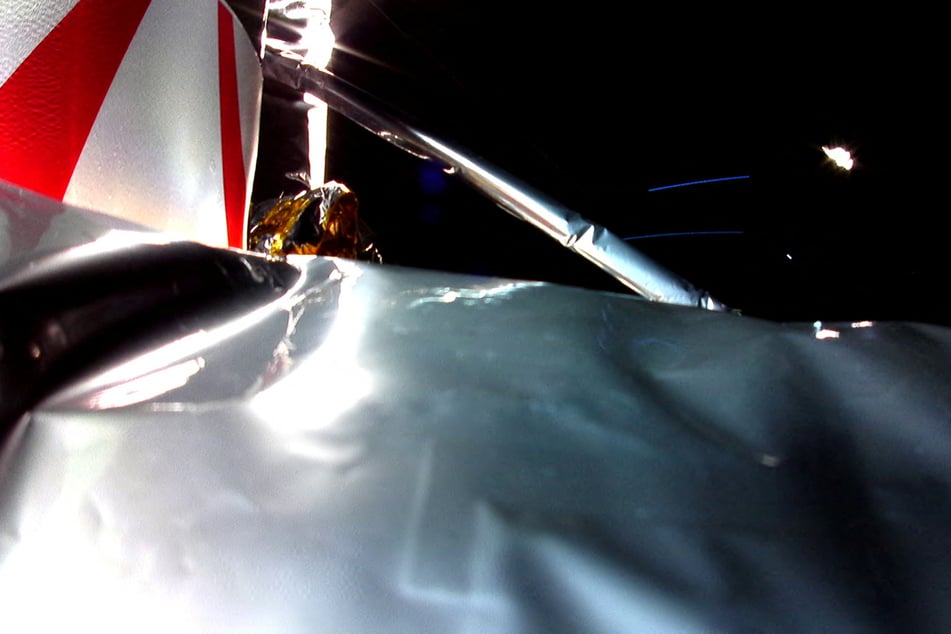 Astrobotic Technology's Peregrine lunar lander is seen with a disturbance of its Multi-Layer Insulation after its launch.
