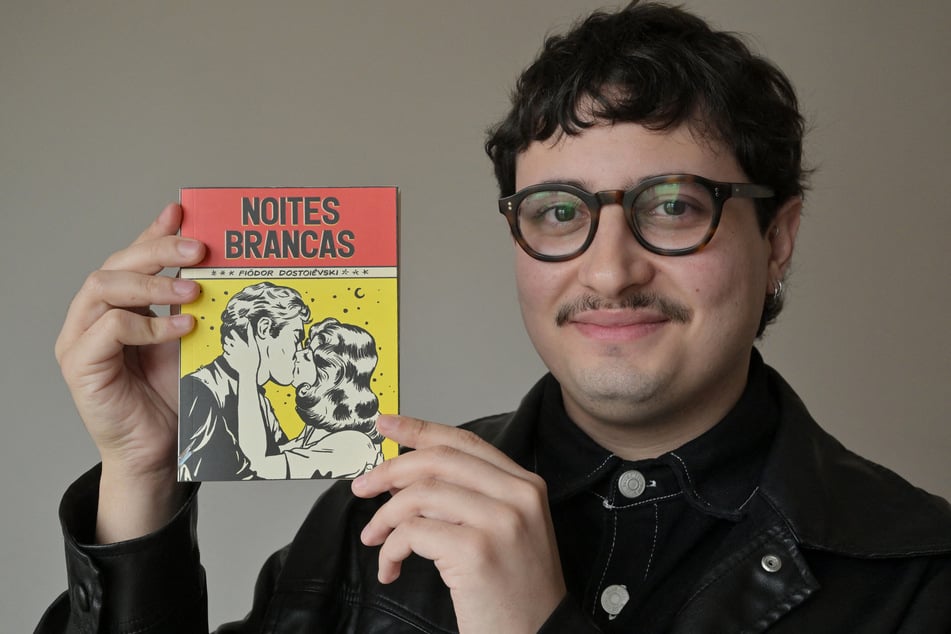 Brazilian book influencer Marcelo Nogueira, shows a pocket book version of White Nights by Russian writer Fyodor Dostoevsky in Sao Paulo, Brazil, on August 25, 2026.