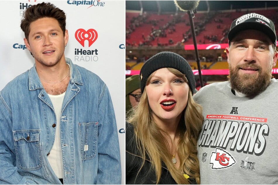 Niall Horan (l.) playfully dodged questions about Taylor Swift and Travis Kelce's (r.) wedding during a recent interview.
