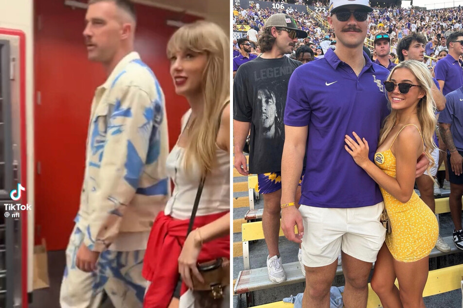 Paul Skenes has been rocking his caterpillar mustache since the summer, whereas Travis Kelce (l.) ditched his beard for a sleek 'stache back in August.