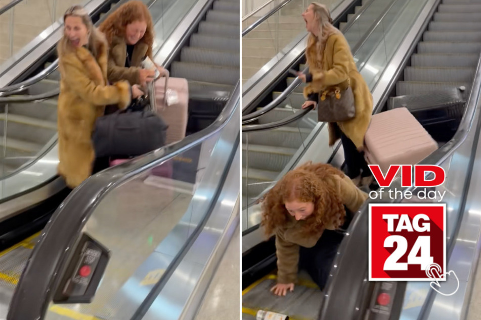 Viral Video of the Day for December 18, 2025: Runaway suitcase turns airport escalator into domino disaster