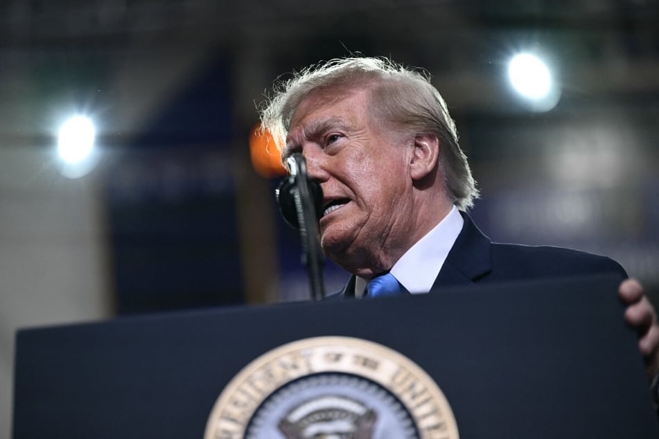 President Donald Trump speaks during a campaign rally in Vandalia, Ohio. The president said Monday that the Iran war is not to blame for high gas prices, but rather Ukraine's strikes on Russian oil refineries.
