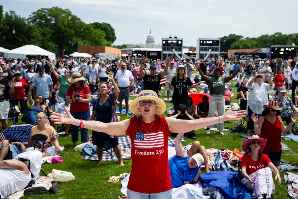 Sunday's mass prayer event brought thousands of people to the National Mall.
