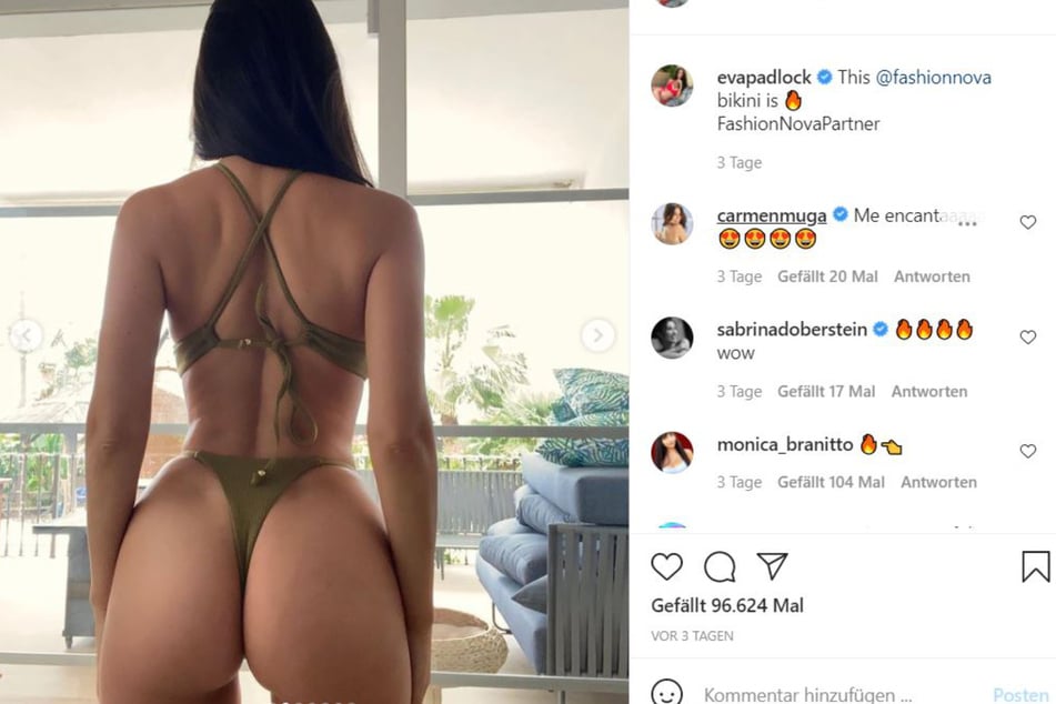 Eva Padlock shows off her very sexy green bikini.
