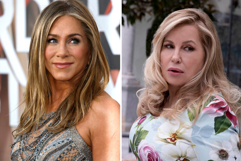 Jennifer Aniston (l) shared that she would love to play Jennifer Coolidge's sister on The White Lotus.