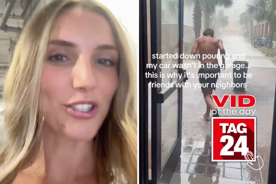 Viral Video of the Day for July 8, 2026: Neighbor gets soaked to help rescue friend's car