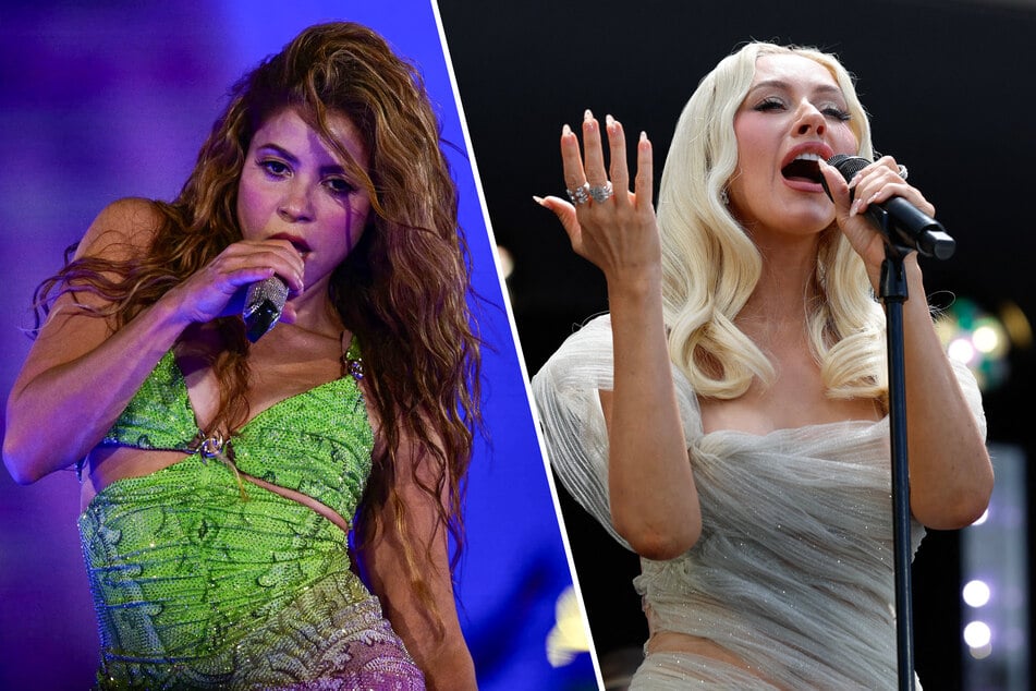 Performances by Shakira (l) and Christina Aguilera in the United Arab Emirates have been called off.