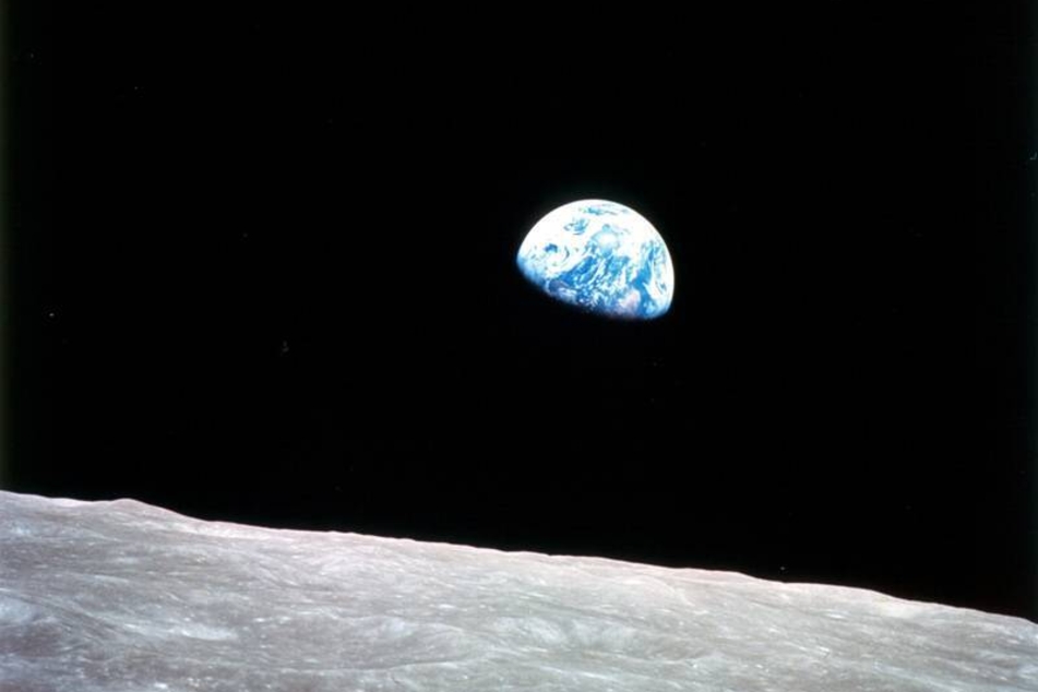 This photo of Earthrise over the lunar horizon was taken by the Apollo 8 crew in December 1968, showing Earth for the first time as it appears from deep space.