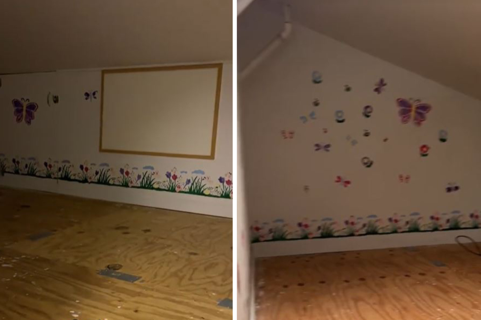 Creepy or cool? This hidden room has cheerful decorations and no windows.